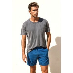 John Varvatos Star USA Blue Chino Linen Relaxed Shorts Mens Size 38